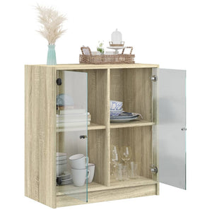 Βοηθητικό Ντουλάπι Sonoma Δρυς 68x37x75,5εκ. με Γυάλινες Πόρτες