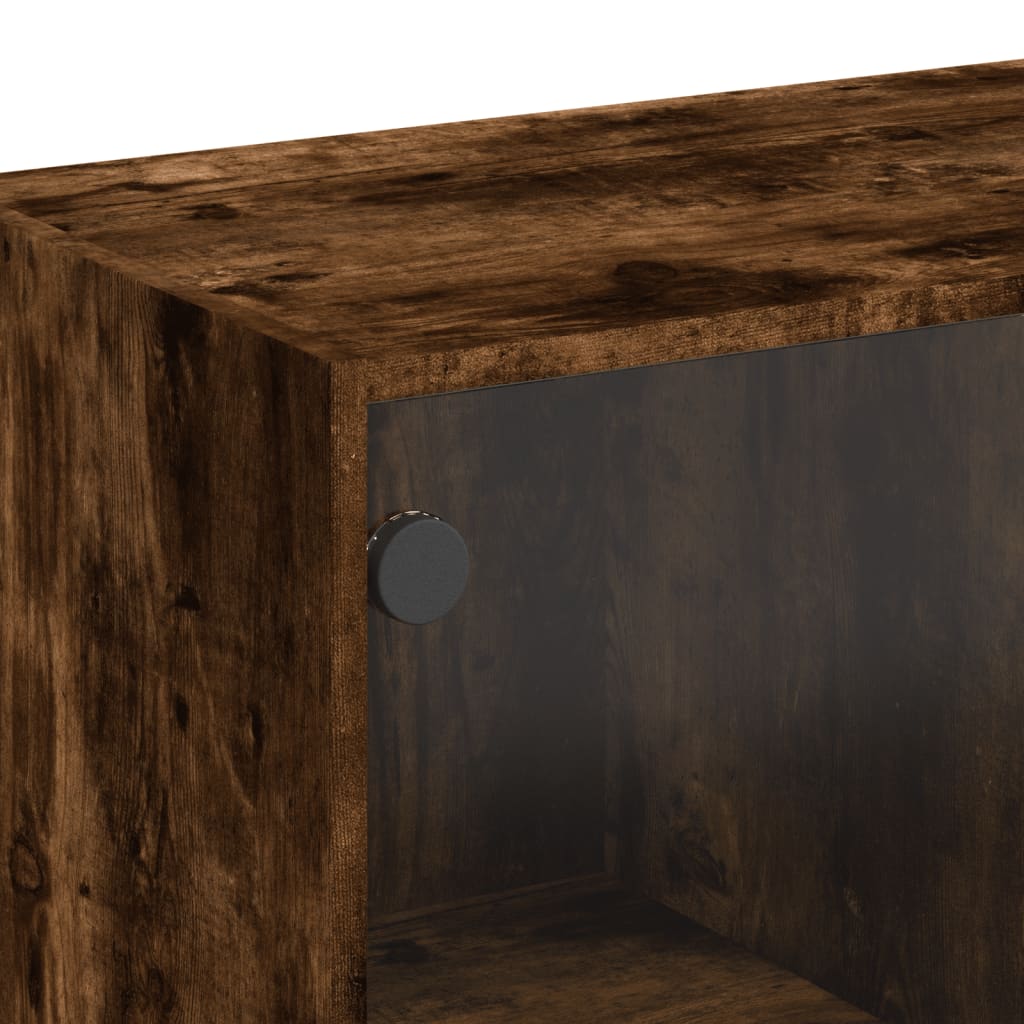 Βοηθητικό Ντουλάπι Καπνιστή Δρυς 68x37x75,5 εκ. Γυάλινες Πόρτες