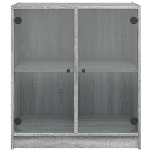 Βοηθητικό Ντουλάπι Sonoma Γκρι 68x37x75,5εκ. με Γυάλινες Πόρτες