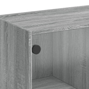 Βοηθητικό Ντουλάπι Sonoma Γκρι 68x37x75,5εκ. με Γυάλινες Πόρτες