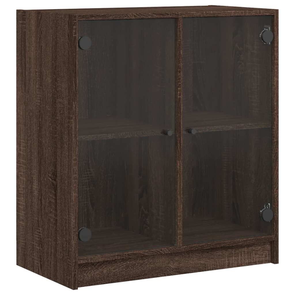 Βοηθητικό Ντουλάπι Καφέ Δρυς 68x37x75,5 εκ. Γυάλινες Πόρτες