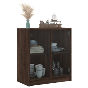 Βοηθητικό Ντουλάπι Καφέ Δρυς 68x37x75,5 εκ. Γυάλινες Πόρτες