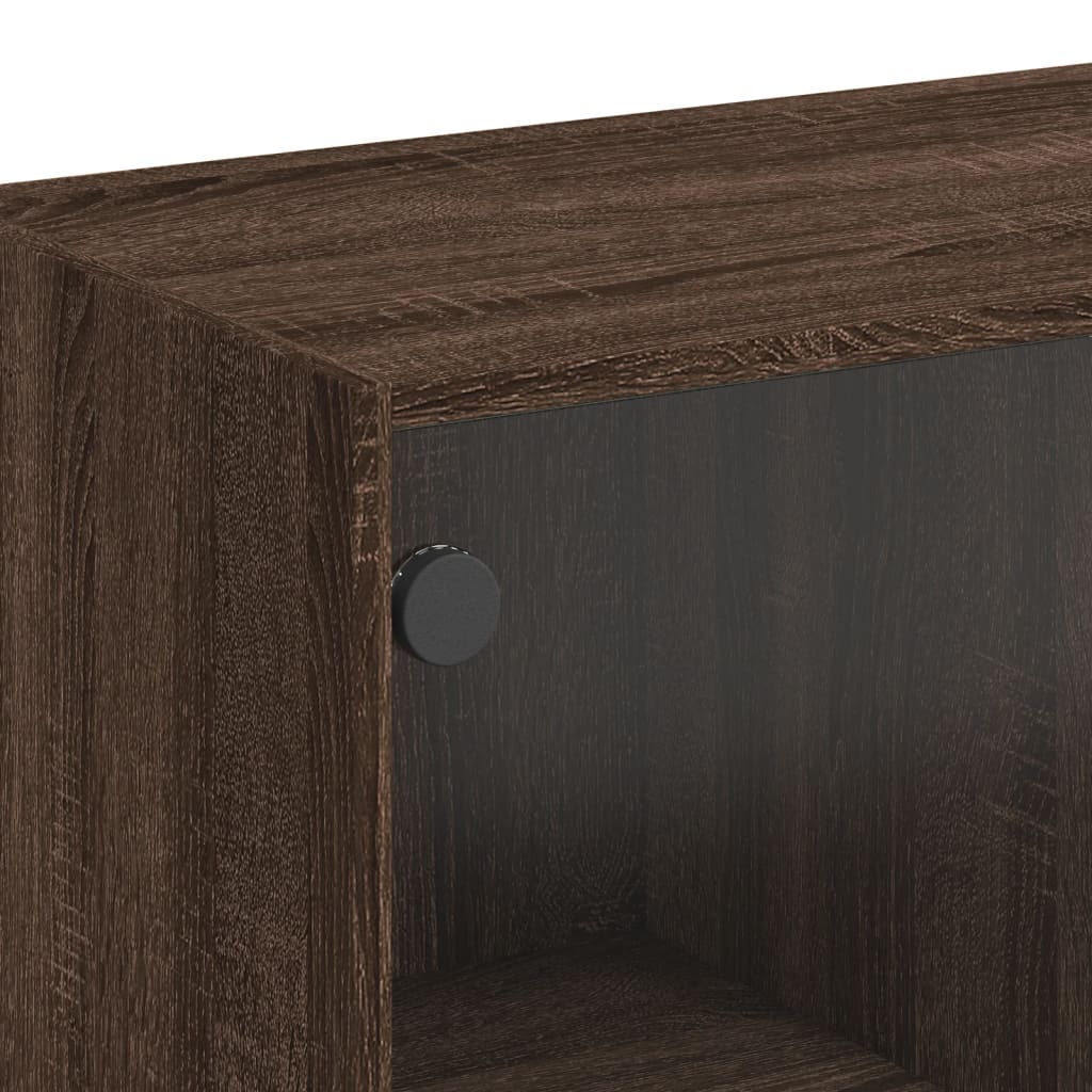 Βοηθητικό Ντουλάπι Καφέ Δρυς 68x37x75,5 εκ. Γυάλινες Πόρτες