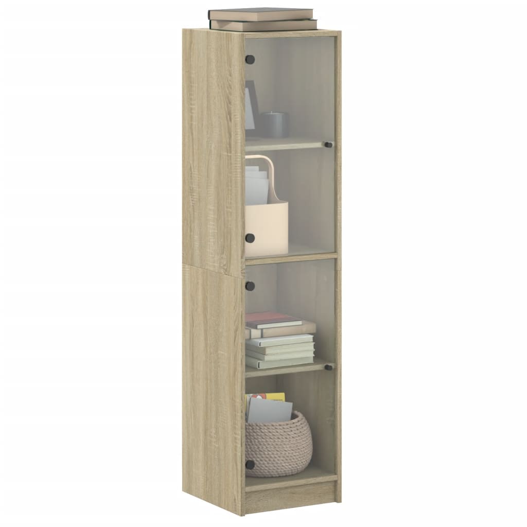Ντουλάπι Sonoma Δρυς 35 x 37 x 142 εκ. με Γυάλινες Πόρτες - Pakobazaar