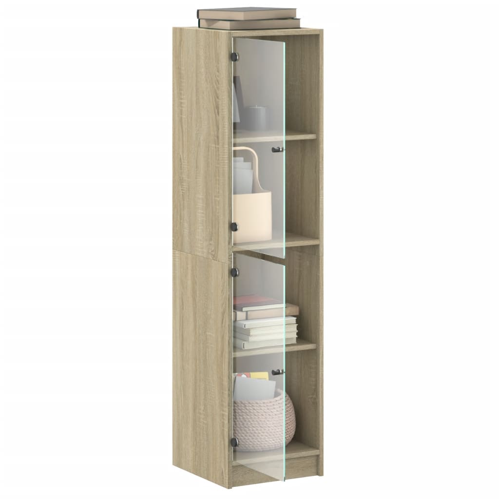 Ντουλάπι Sonoma Δρυς 35 x 37 x 142 εκ. με Γυάλινες Πόρτες - Pakobazaar
