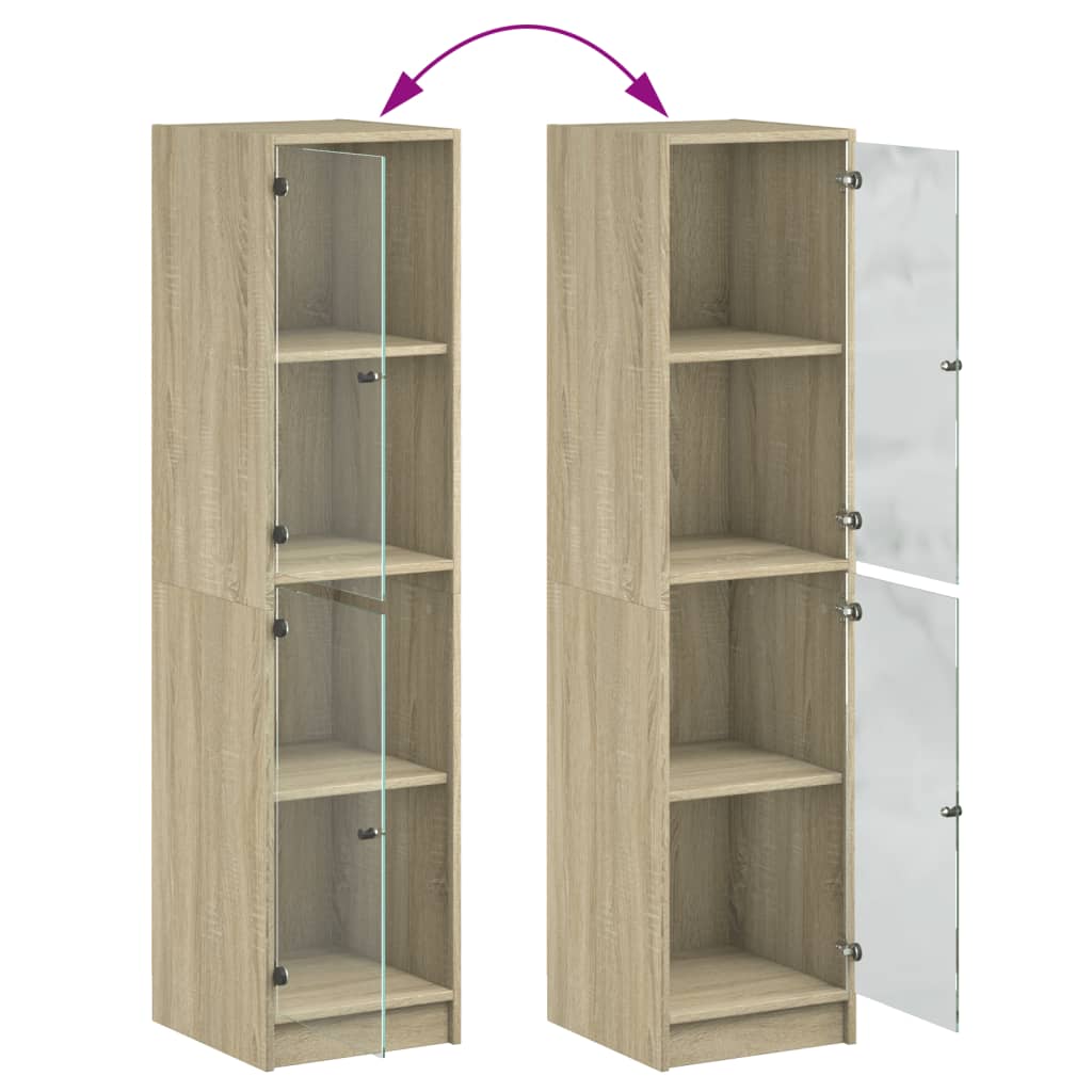 Ντουλάπι Sonoma Δρυς 35 x 37 x 142 εκ. με Γυάλινες Πόρτες - Pakobazaar