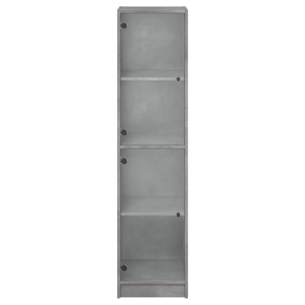 Ντουλάπι Γκρι Σκυροδέματος 35x37x142 εκ. με Γυάλινες Πόρτες - Pakobazaar