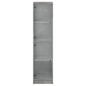Ντουλάπι Γκρι Σκυροδέματος 35x37x142 εκ. με Γυάλινες Πόρτες - Pakobazaar
