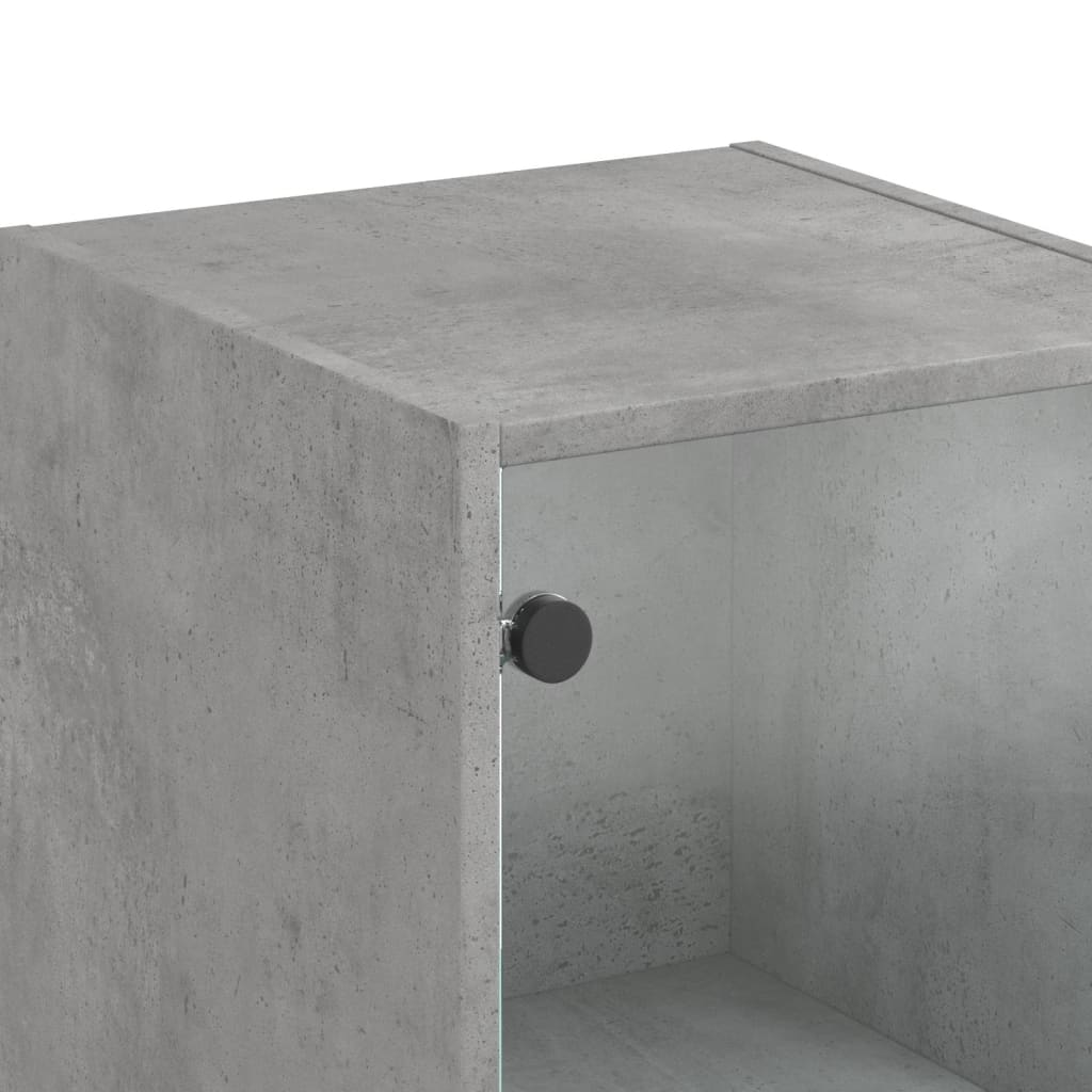 Ντουλάπι Γκρι Σκυροδέματος 35x37x142 εκ. με Γυάλινες Πόρτες - Pakobazaar