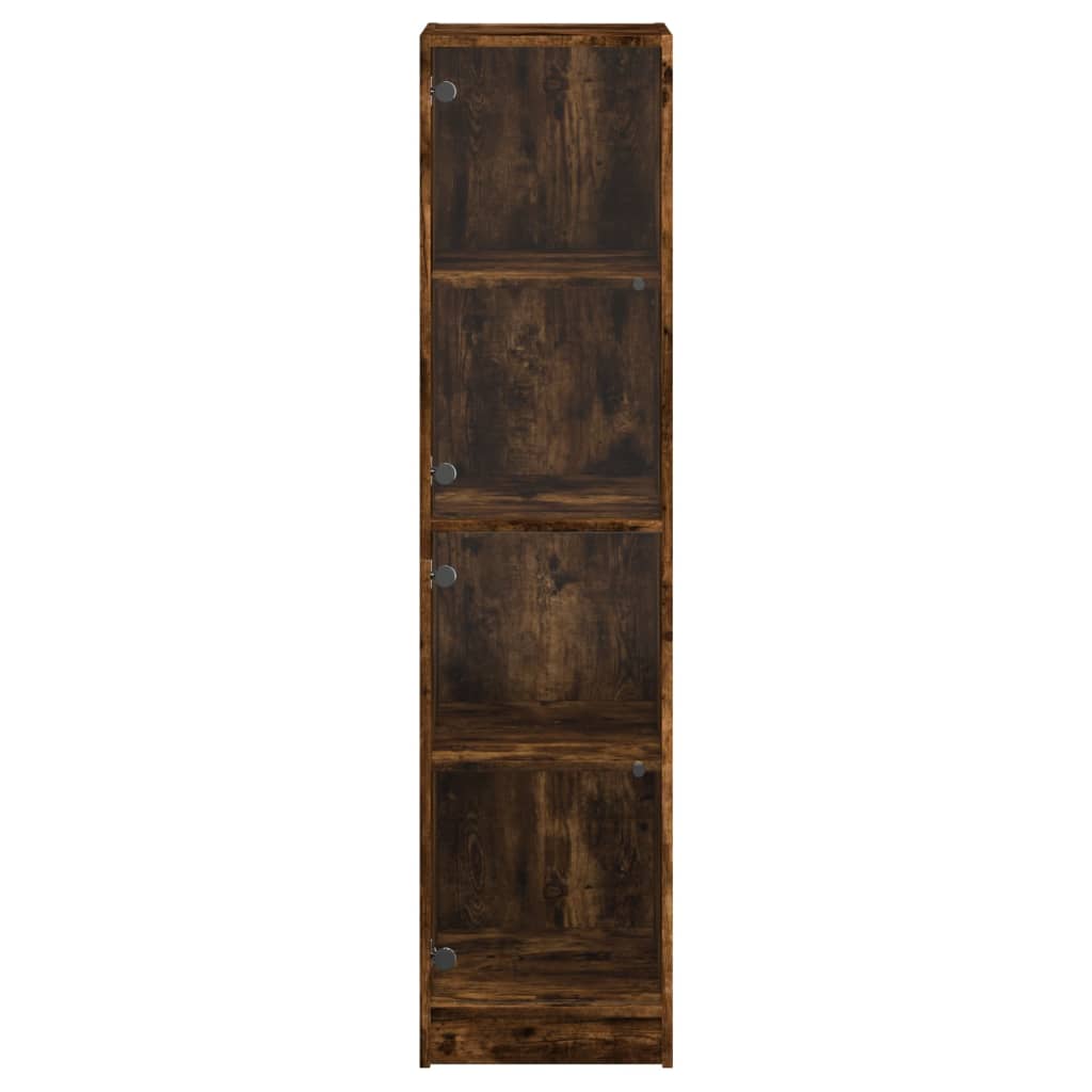 Ντουλάπι Καπνιστή Δρυς 35x37x142 εκ. με Γυάλινες Πόρτες - Pakobazaar