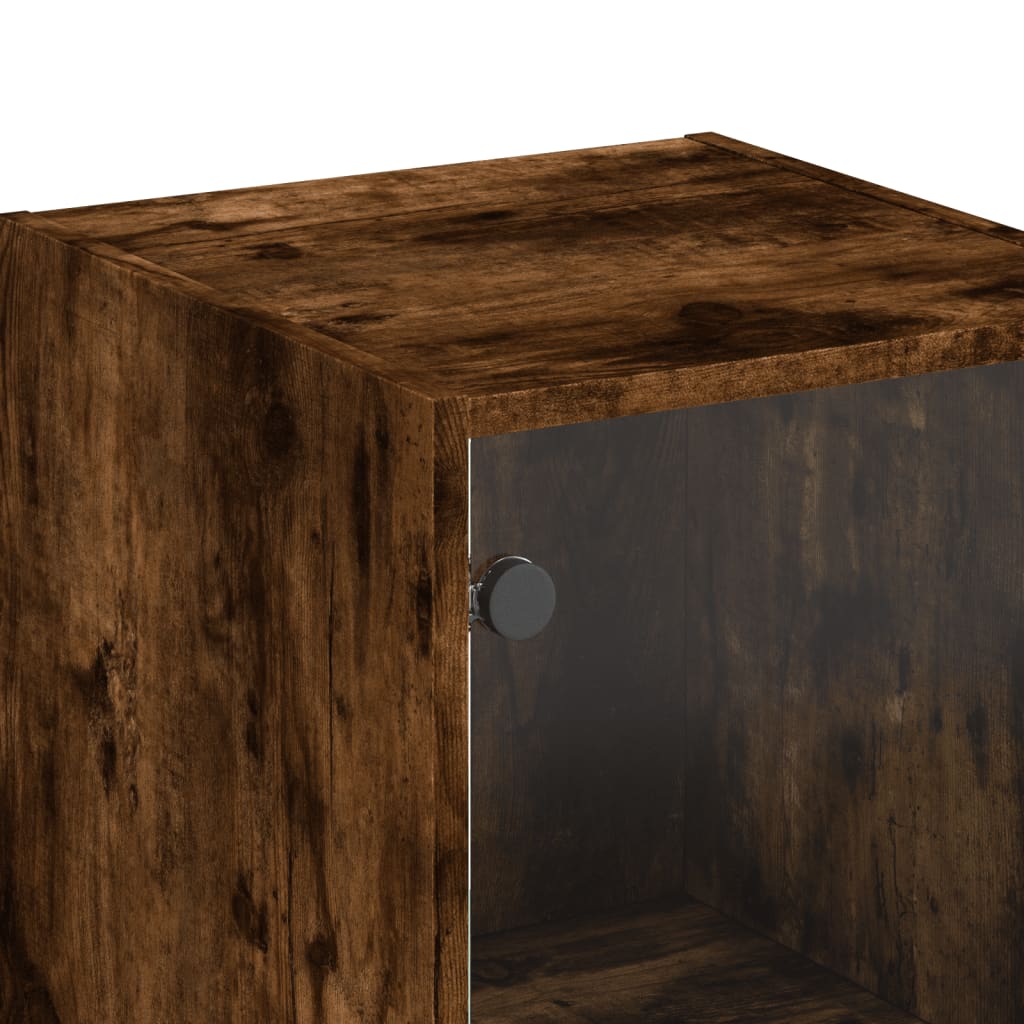 Ντουλάπι Καπνιστή Δρυς 35x37x142 εκ. με Γυάλινες Πόρτες - Pakobazaar
