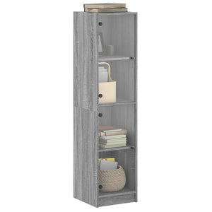 Ντουλάπι Γκρι Sonoma 35x37x142 εκ. με Γυάλινες Πόρτες - Pakobazaar