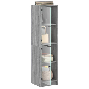Ντουλάπι Γκρι Sonoma 35x37x142 εκ. με Γυάλινες Πόρτες - Pakobazaar