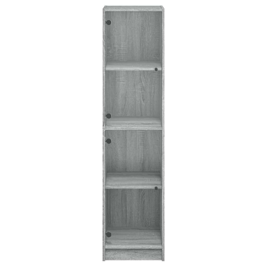 Ντουλάπι Γκρι Sonoma 35x37x142 εκ. με Γυάλινες Πόρτες - Pakobazaar
