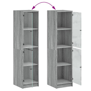 Ντουλάπι Γκρι Sonoma 35x37x142 εκ. με Γυάλινες Πόρτες - Pakobazaar