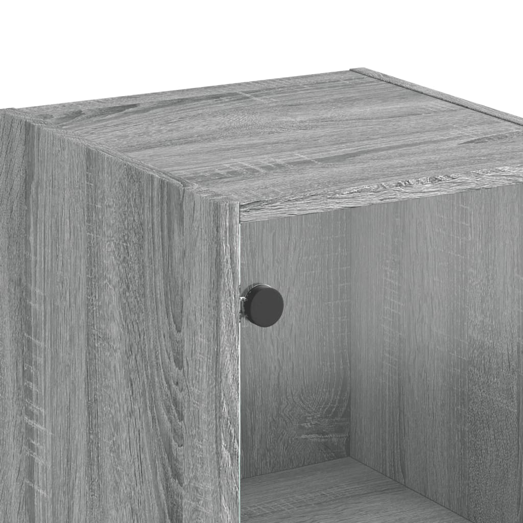 Ντουλάπι Γκρι Sonoma 35x37x142 εκ. με Γυάλινες Πόρτες - Pakobazaar