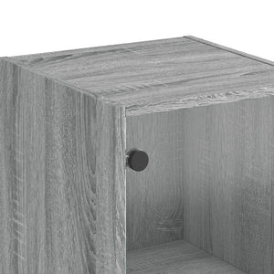 Ντουλάπι Γκρι Sonoma 35x37x142 εκ. με Γυάλινες Πόρτες - Pakobazaar