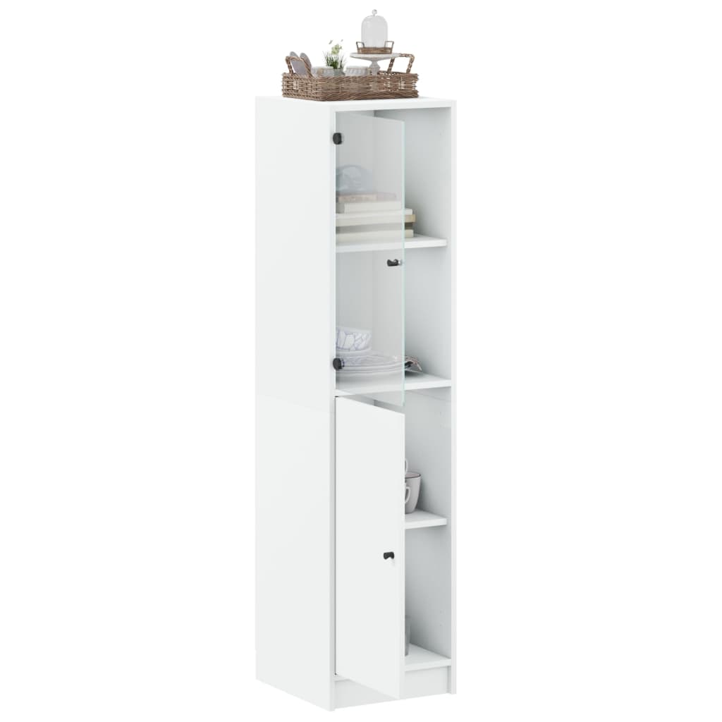 Ντουλάπι Λευκό 35x37x142 εκ. με Γυάλινες Πόρτες