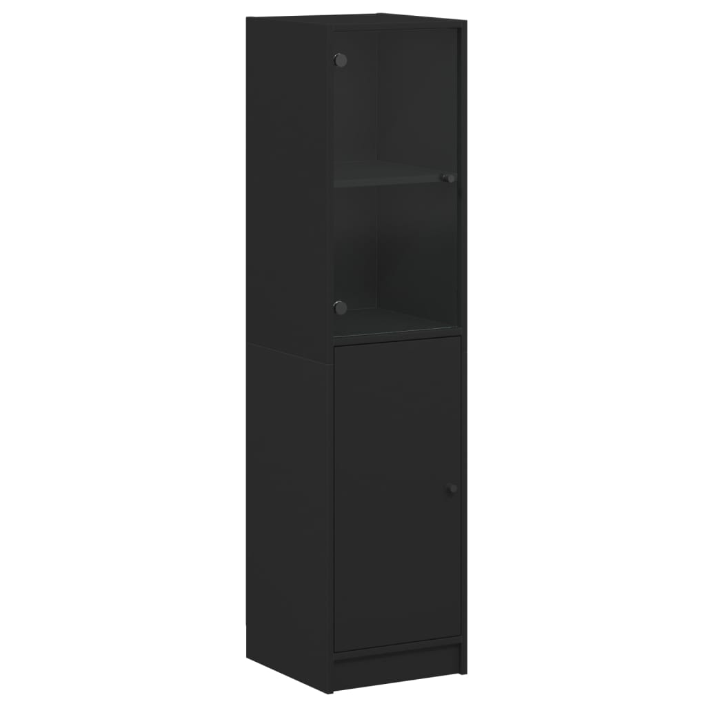 Ντουλάπι Μαύρο 35x37x142 εκ. με Γυάλινες Πόρτες