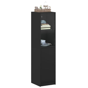Ντουλάπι Μαύρο 35x37x142 εκ. με Γυάλινες Πόρτες
