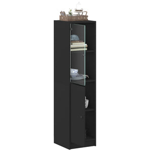 Ντουλάπι Μαύρο 35x37x142 εκ. με Γυάλινες Πόρτες