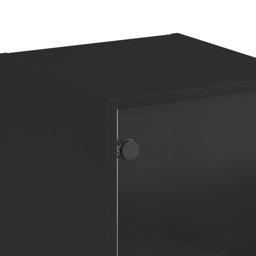 Ντουλάπι Μαύρο 35x37x142 εκ. με Γυάλινες Πόρτες