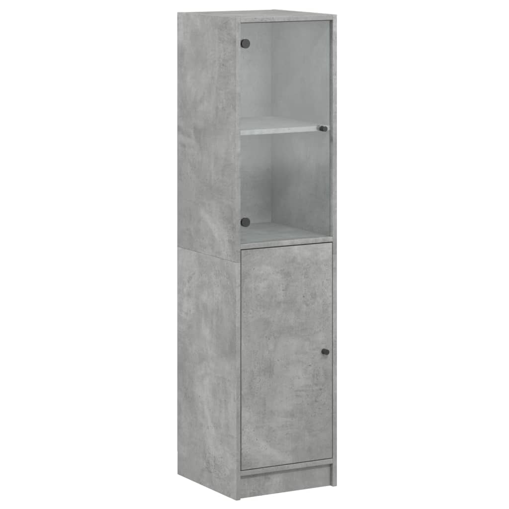Ντουλάπι Γκρι Σκυροδέματος 35x37x142 εκ. με Γυάλινη Πόρτα - Pakobazaar