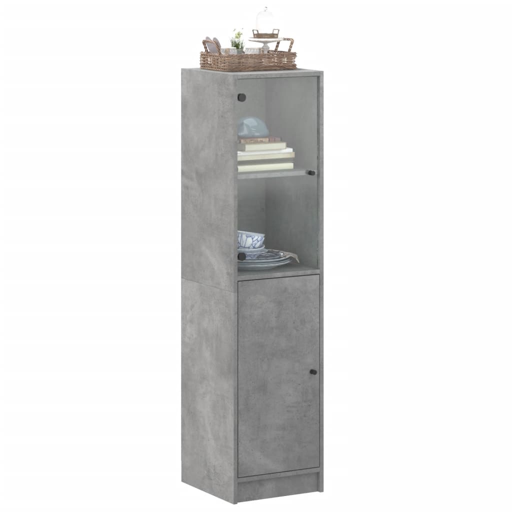 Ντουλάπι Γκρι Σκυροδέματος 35x37x142 εκ. με Γυάλινη Πόρτα - Pakobazaar