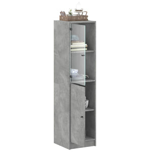 Ντουλάπι Γκρι Σκυροδέματος 35x37x142 εκ. με Γυάλινη Πόρτα - Pakobazaar