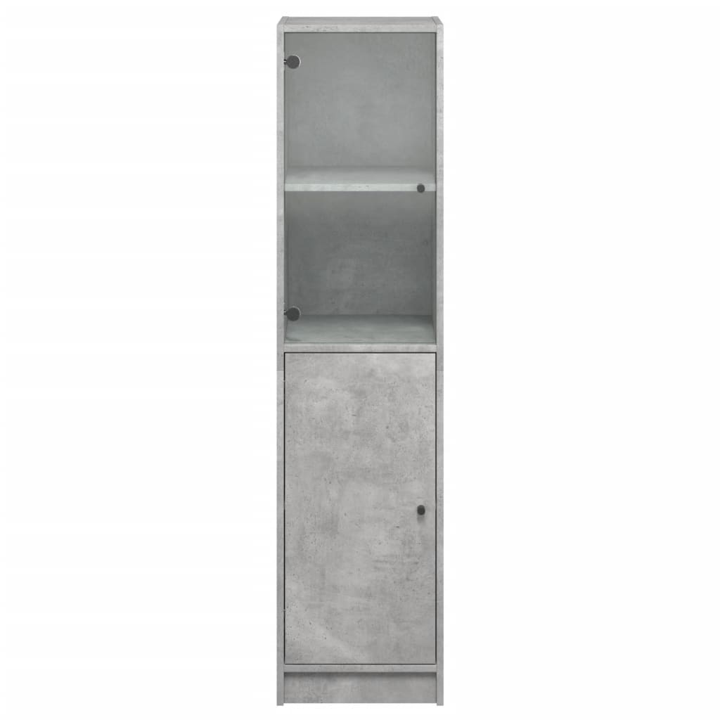 Ντουλάπι Γκρι Σκυροδέματος 35x37x142 εκ. με Γυάλινη Πόρτα - Pakobazaar