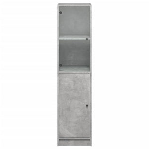Ντουλάπι Γκρι Σκυροδέματος 35x37x142 εκ. με Γυάλινη Πόρτα - Pakobazaar