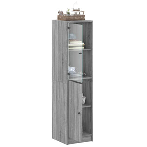 Ντουλάπι Γκρι Sonoma 35x37x142 εκ. με Γυάλινη Πόρτα - Pakobazaar