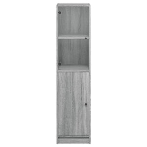 Ντουλάπι Γκρι Sonoma 35x37x142 εκ. με Γυάλινη Πόρτα - Pakobazaar
