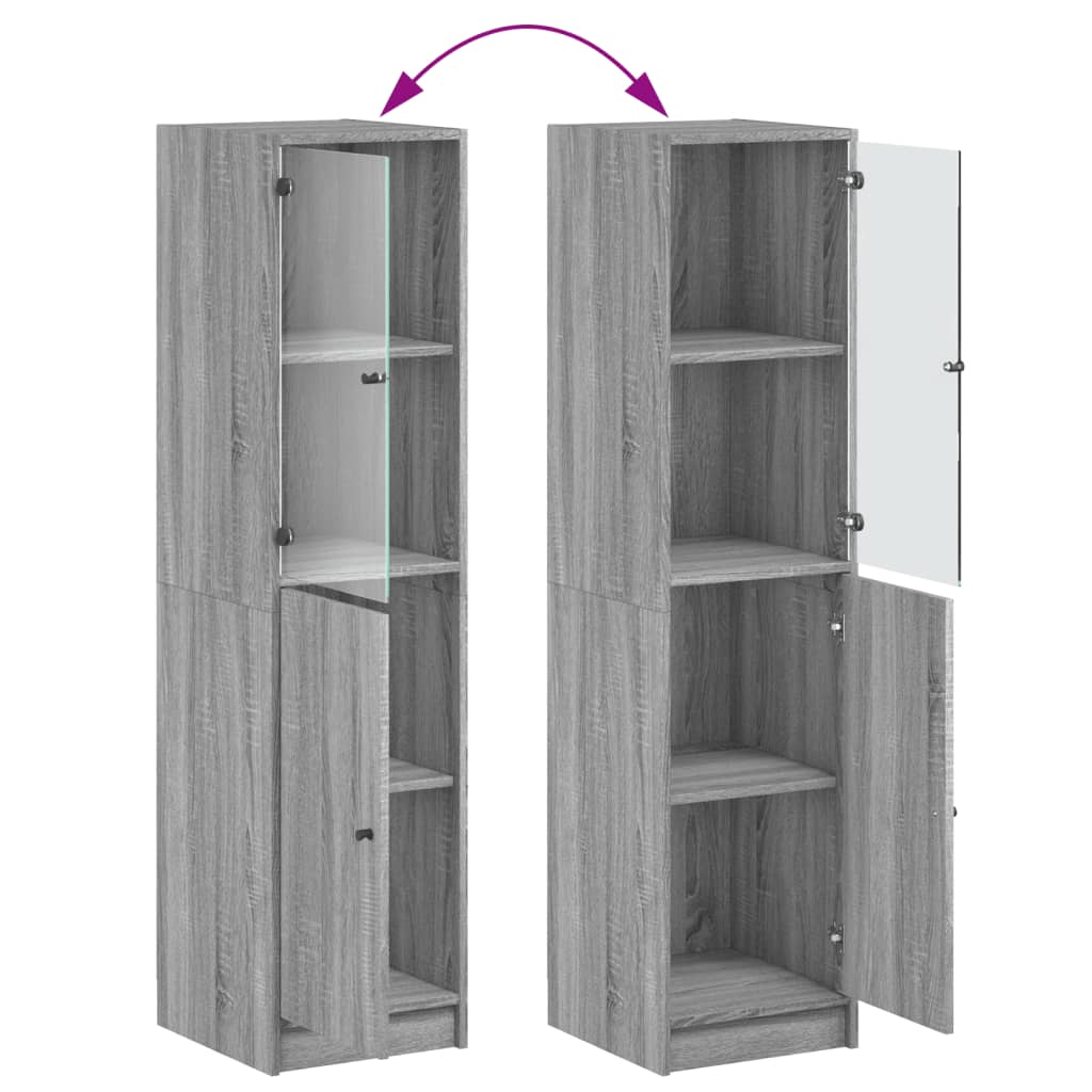 Ντουλάπι Γκρι Sonoma 35x37x142 εκ. με Γυάλινη Πόρτα - Pakobazaar