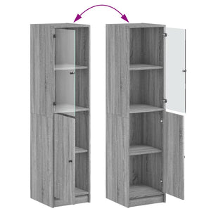 Ντουλάπι Γκρι Sonoma 35x37x142 εκ. με Γυάλινη Πόρτα - Pakobazaar