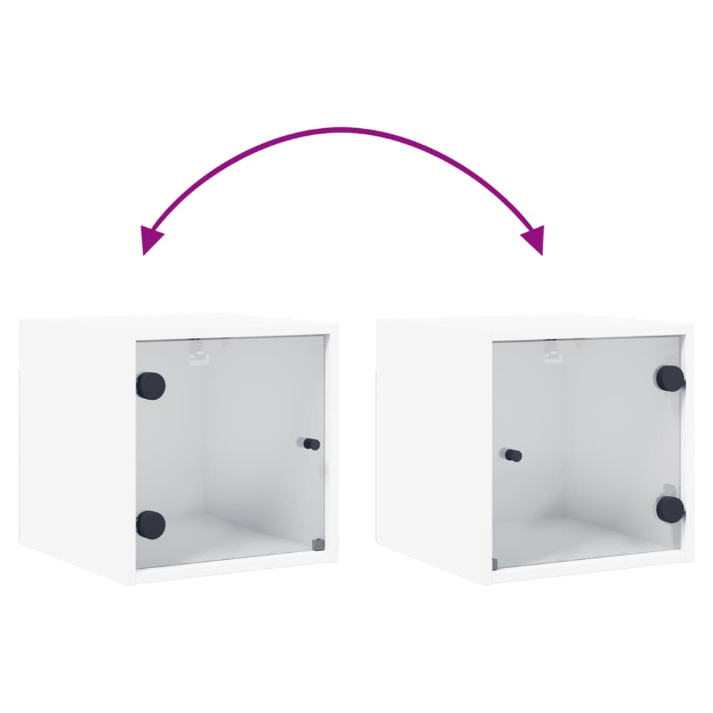 Κομοδίνο Λευκό 35x37x35 εκ. με Γυάλινη Πόρτα