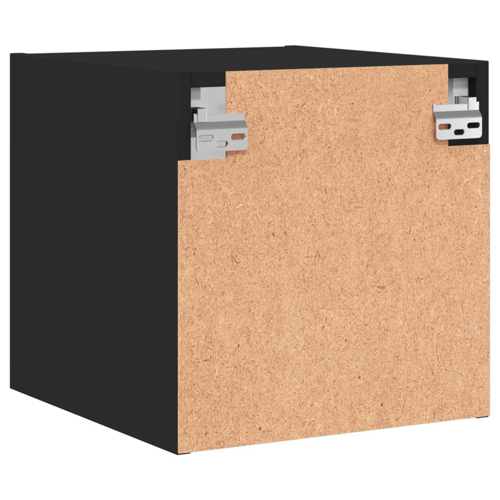 Κομοδίνα 2 τεμ. Μαύρα 35x37x35 εκ. με Γυάλινες Πόρτες