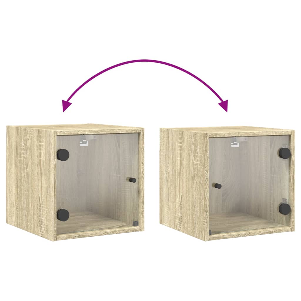 Κομοδίνο Sonoma Δρυς 35x37x35 εκ. με Γυάλινη Πόρτα