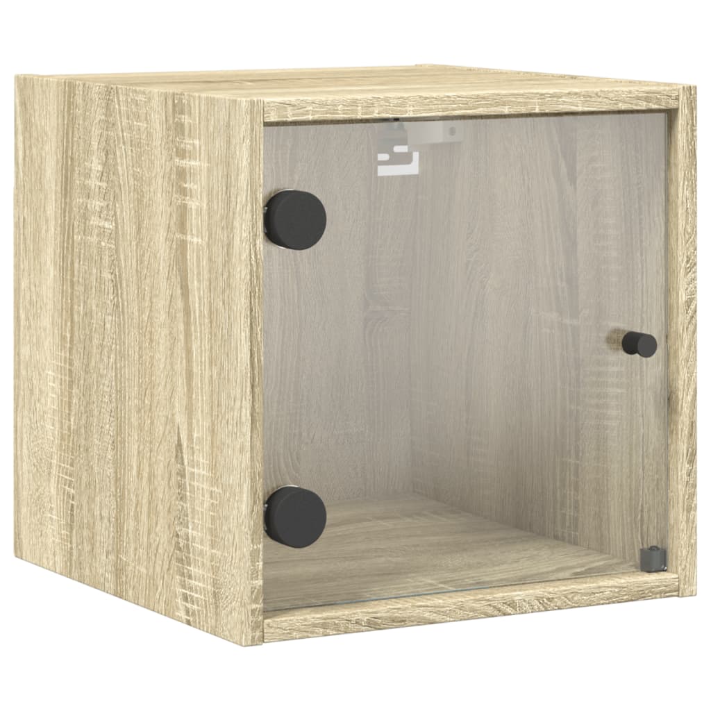 Κομοδίνα 2 τεμ. Sonoma Δρυς 35x37x35 εκ. με Γυάλινες Πόρτες