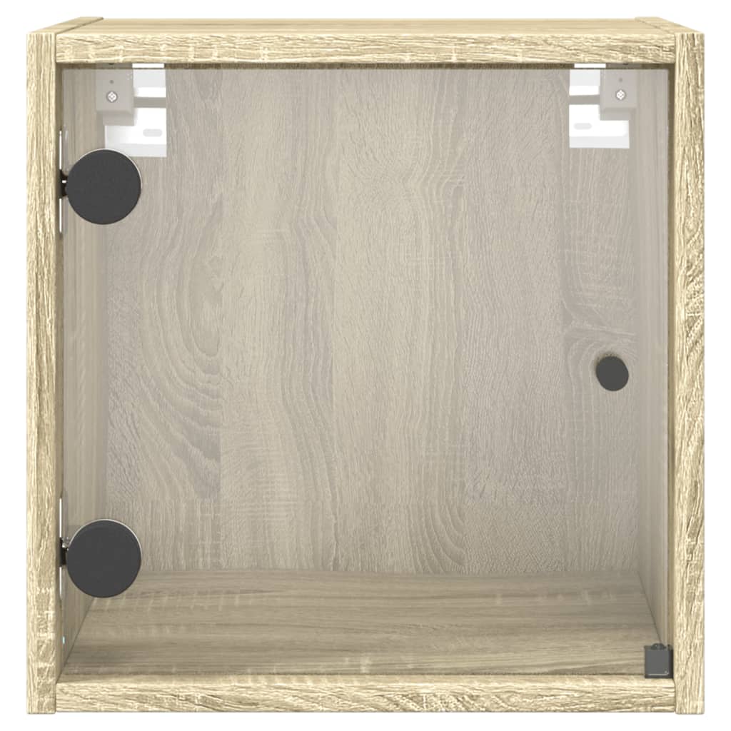 Κομοδίνα 2 τεμ. Sonoma Δρυς 35x37x35 εκ. με Γυάλινες Πόρτες