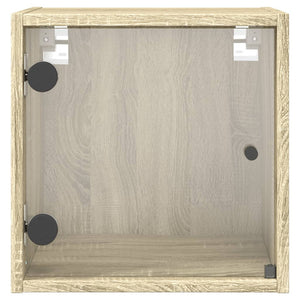 Κομοδίνα 2 τεμ. Sonoma Δρυς 35x37x35 εκ. με Γυάλινες Πόρτες