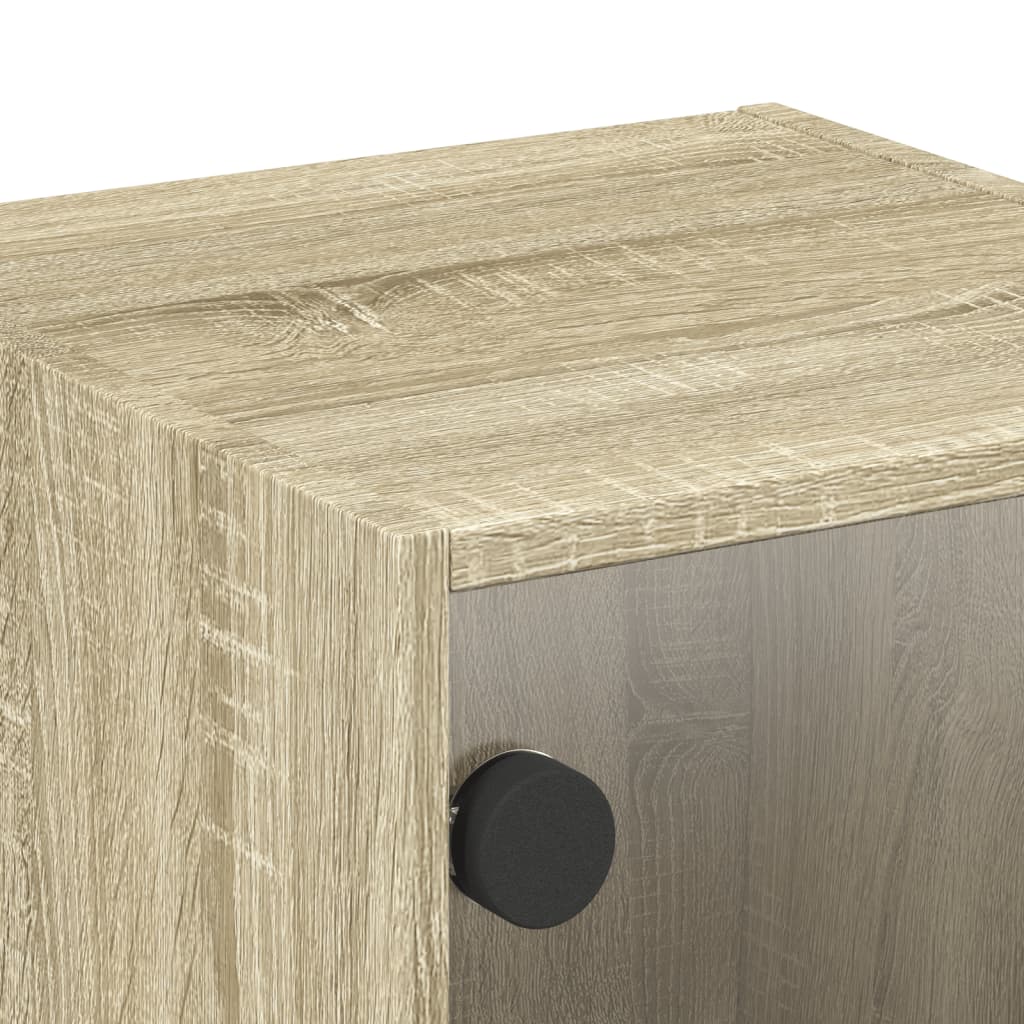 Κομοδίνα 2 τεμ. Sonoma Δρυς 35x37x35 εκ. με Γυάλινες Πόρτες