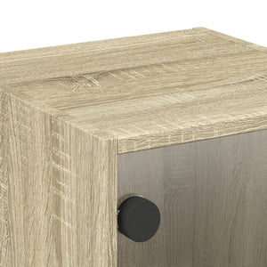 Κομοδίνα 2 τεμ. Sonoma Δρυς 35x37x35 εκ. με Γυάλινες Πόρτες