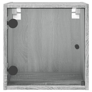 Κομοδίνο Γκρι Sonoma 35x37x35 εκ. με Γυάλινη Πόρτα