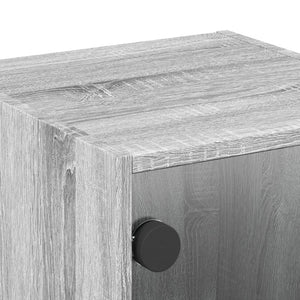 Κομοδίνο Γκρι Sonoma 35x37x35 εκ. με Γυάλινη Πόρτα