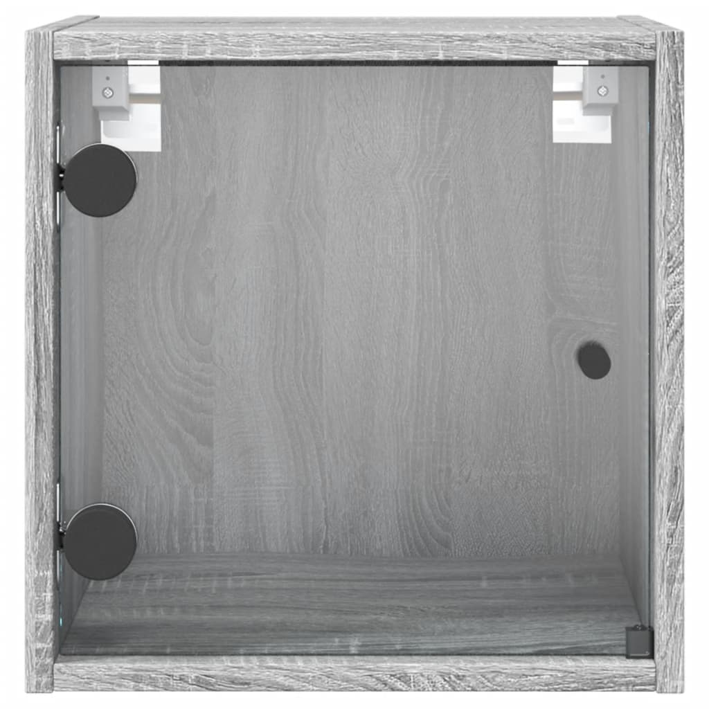 Κομοδίνα 2 τεμ. Γκρι Sonoma 35x37x35 εκ. με Γυάλινες Πόρτες