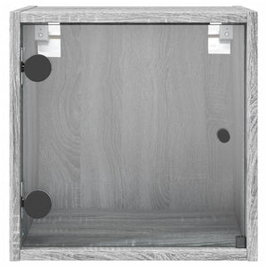 Κομοδίνα 2 τεμ. Γκρι Sonoma 35x37x35 εκ. με Γυάλινες Πόρτες