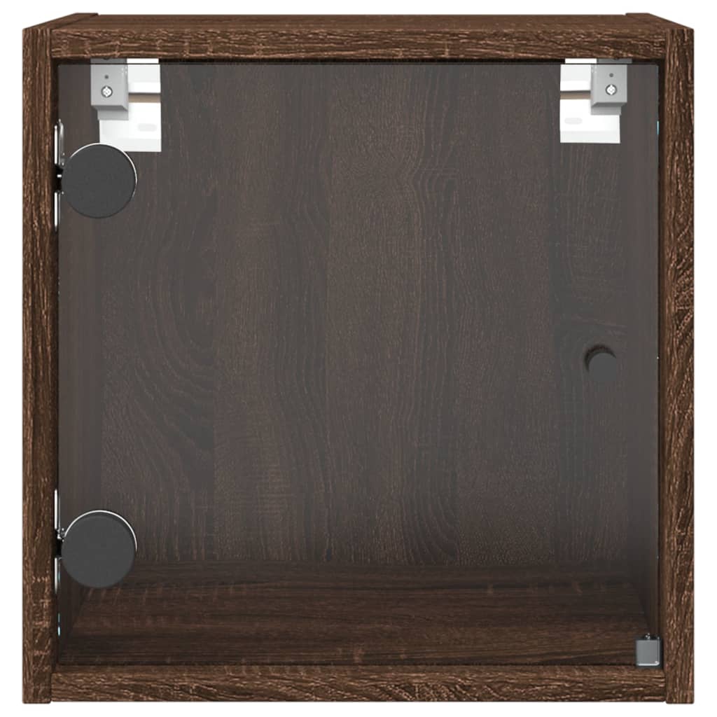 Κομοδίνο Καφέ Δρυς 35 x 37 x 35 εκ. με Γυάλινη Πόρτα