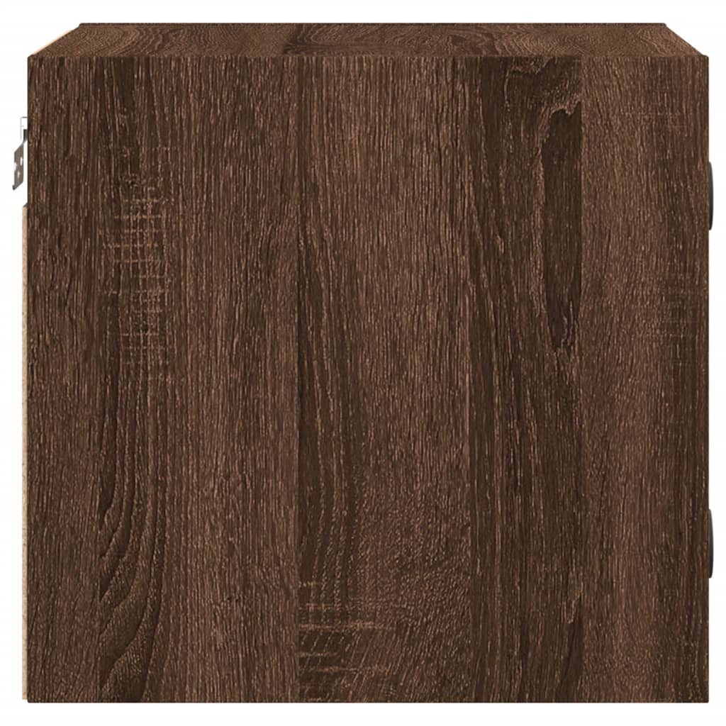 Κομοδίνα 2 τεμ. Καφέ Δρυς 35x37x35 εκ. με Γυάλινες Πόρτες