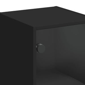 Ντουλάπι Τοίχου Μαύρο 35x37x68,5 εκ. με Γυάλινες Πόρτες